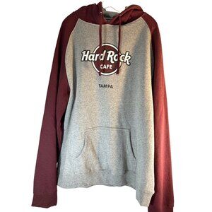Hard Rock Cafe Womens Hoodie Logo Burgundy/Gray Size XXL NWT